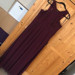 Wine color floor length formal dress
